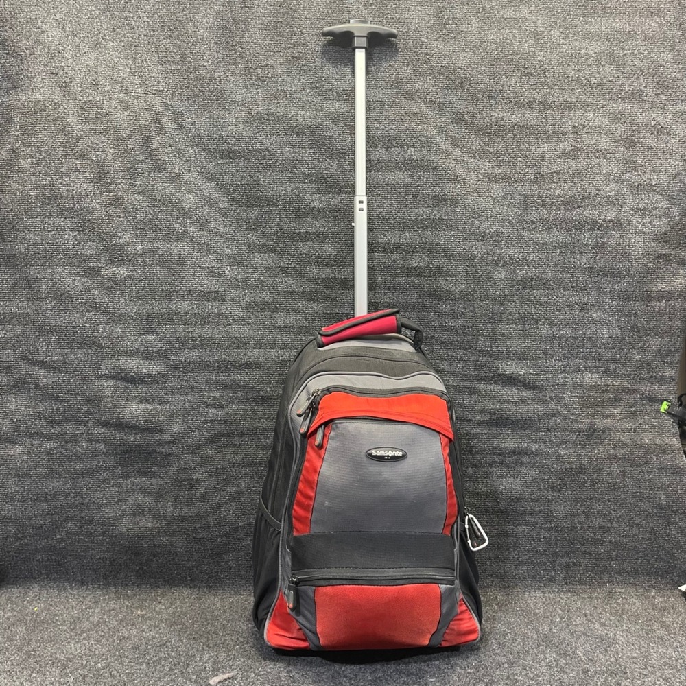 Samsonite TC-10 Black Grey Red Wheeled Rolling Backpack Travel Laptop Bag 3898